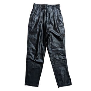 TOFFS Vintage Ultra High Waisted Black Genuine Leather Pants Size 10 M